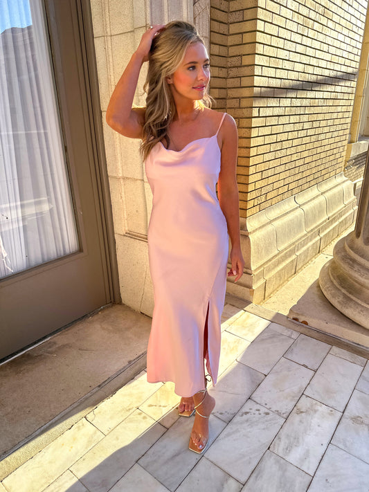 Evangeline Satin Midi Dress