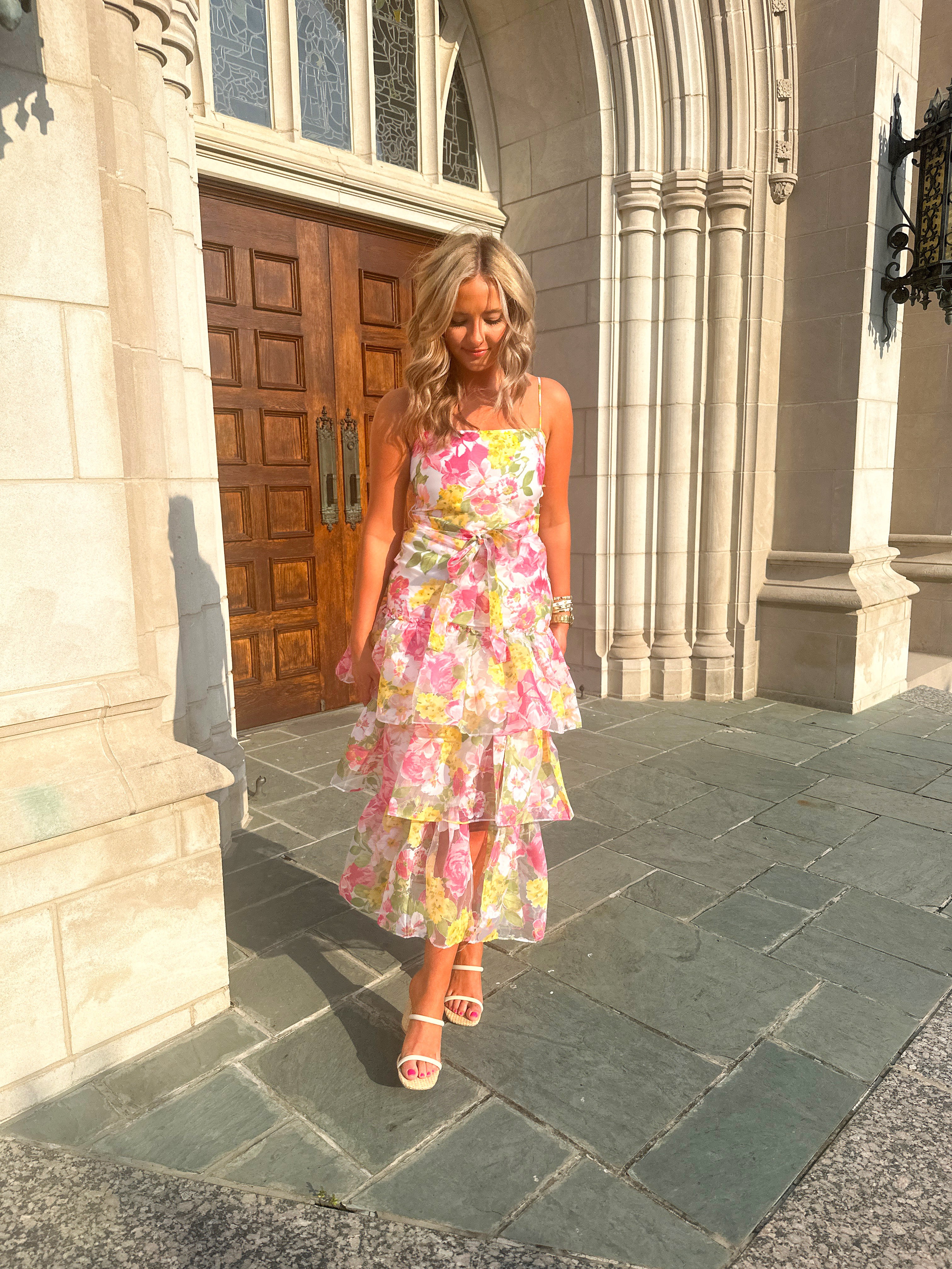 Pink boutique floral dress hotsell