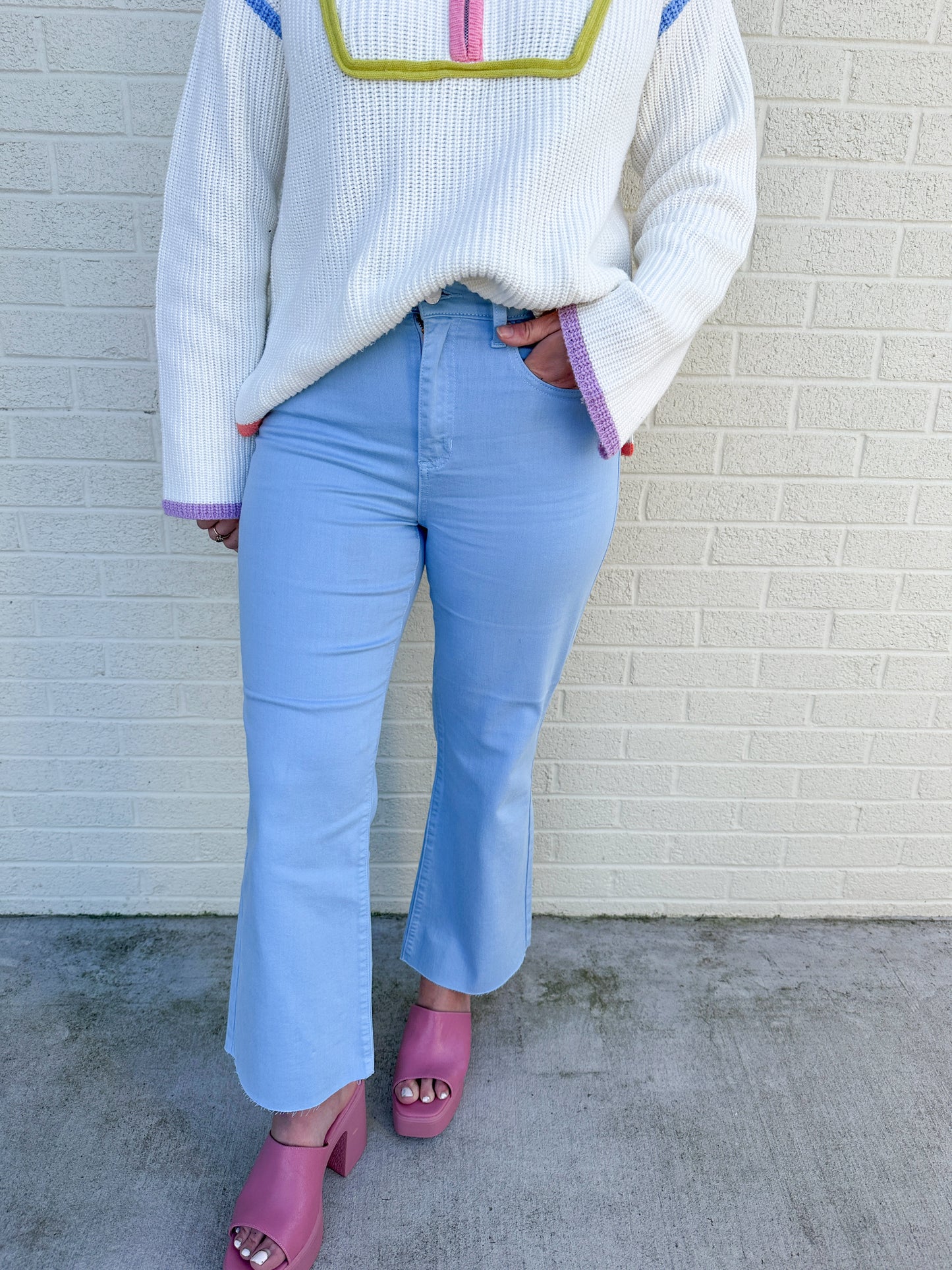 Tiffany Blue Kick Flare Jeans