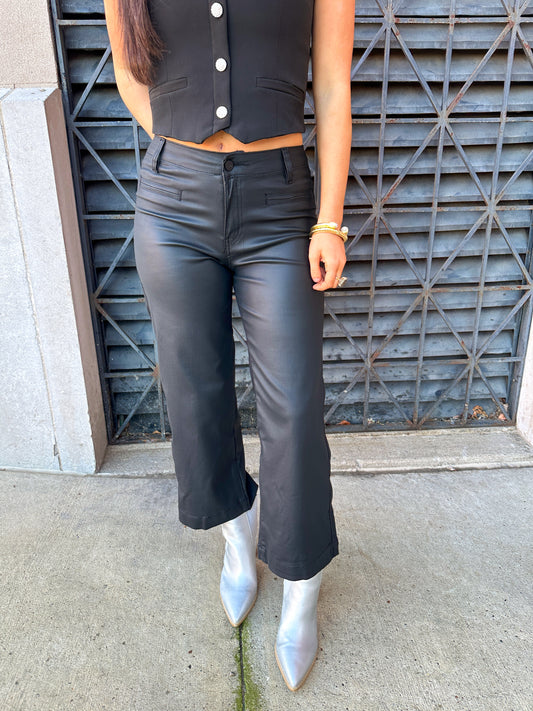 Addison Leather Wide Leg Pants